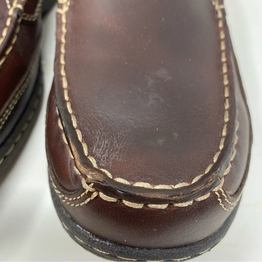 Florsheim Lakeside LX slip on boat shoe Brown leather WIDE
